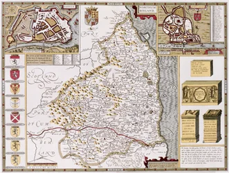 Northumberland, graviert von Jodocus Hondius (1563-1612) aus John Speed